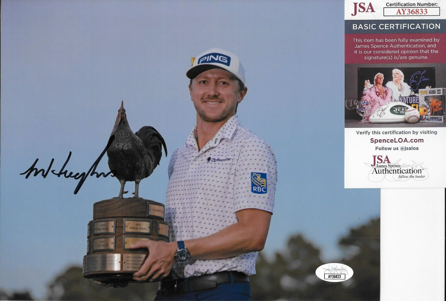 Photo autographiée 8x10 de Mackenzie Hughes PGA Golf n°1 avec authentification JSA