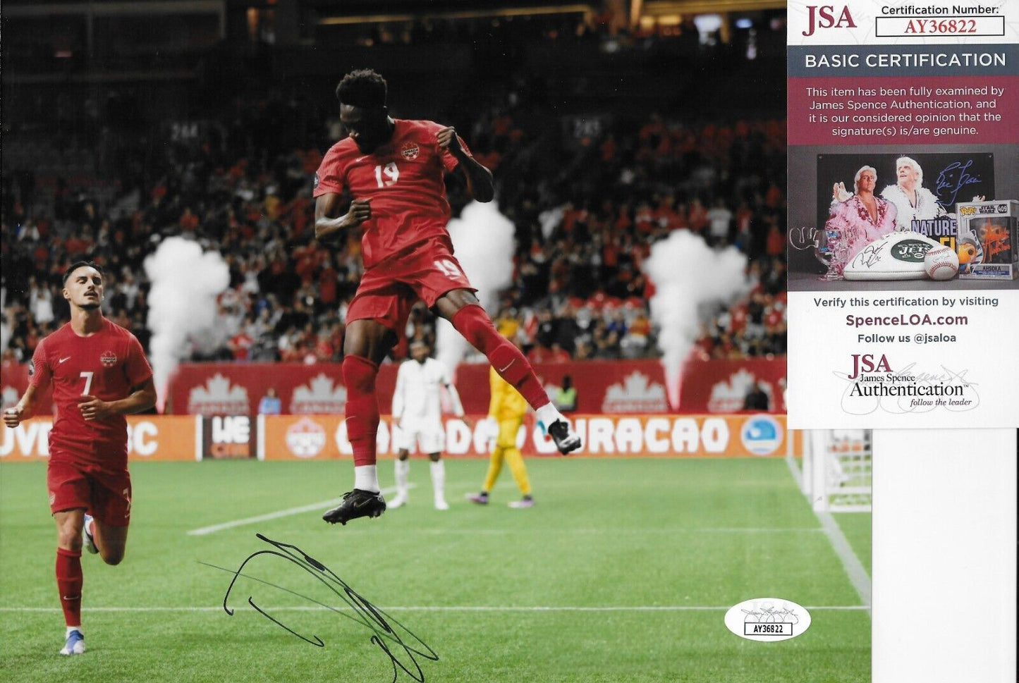 Signed Alphonso Davies FC Team Canada Soccer 8x10 Photo #6 JSA Authentication