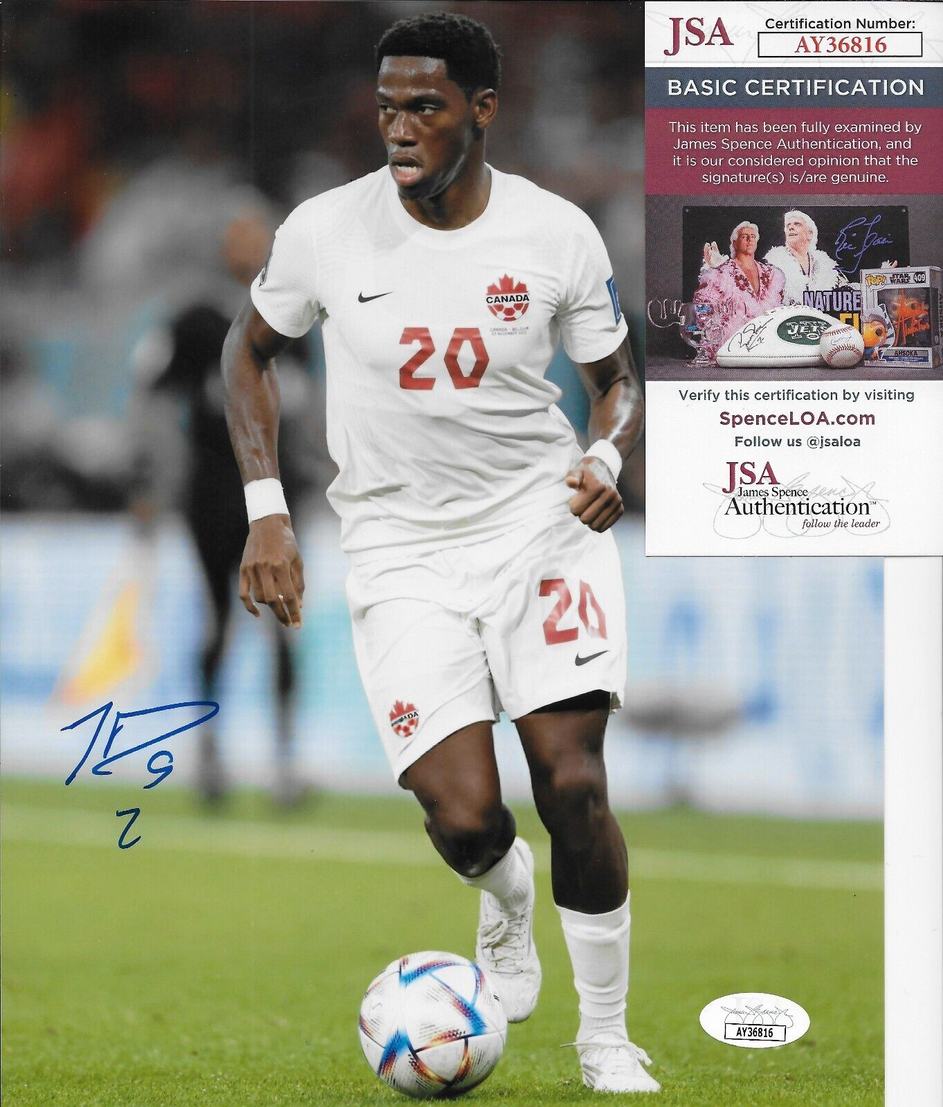 Signed Jonathan David FC Team Canada Soccer 8x10 Photo #2 w JSA Authentication