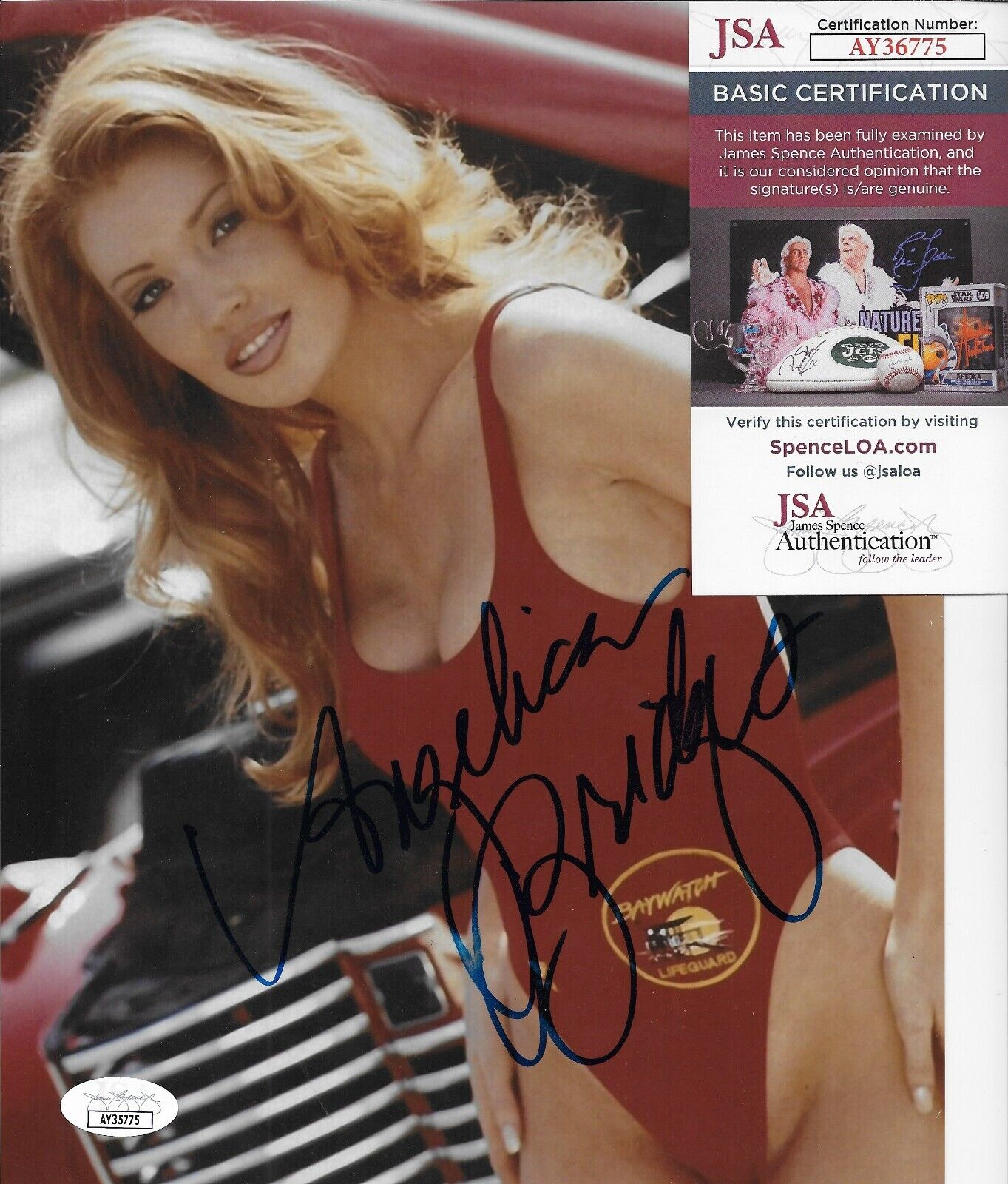 Signed Angelica Bridges Baywatch 8x10 Photo #1 JSA Authentication SMALL SMUDGE