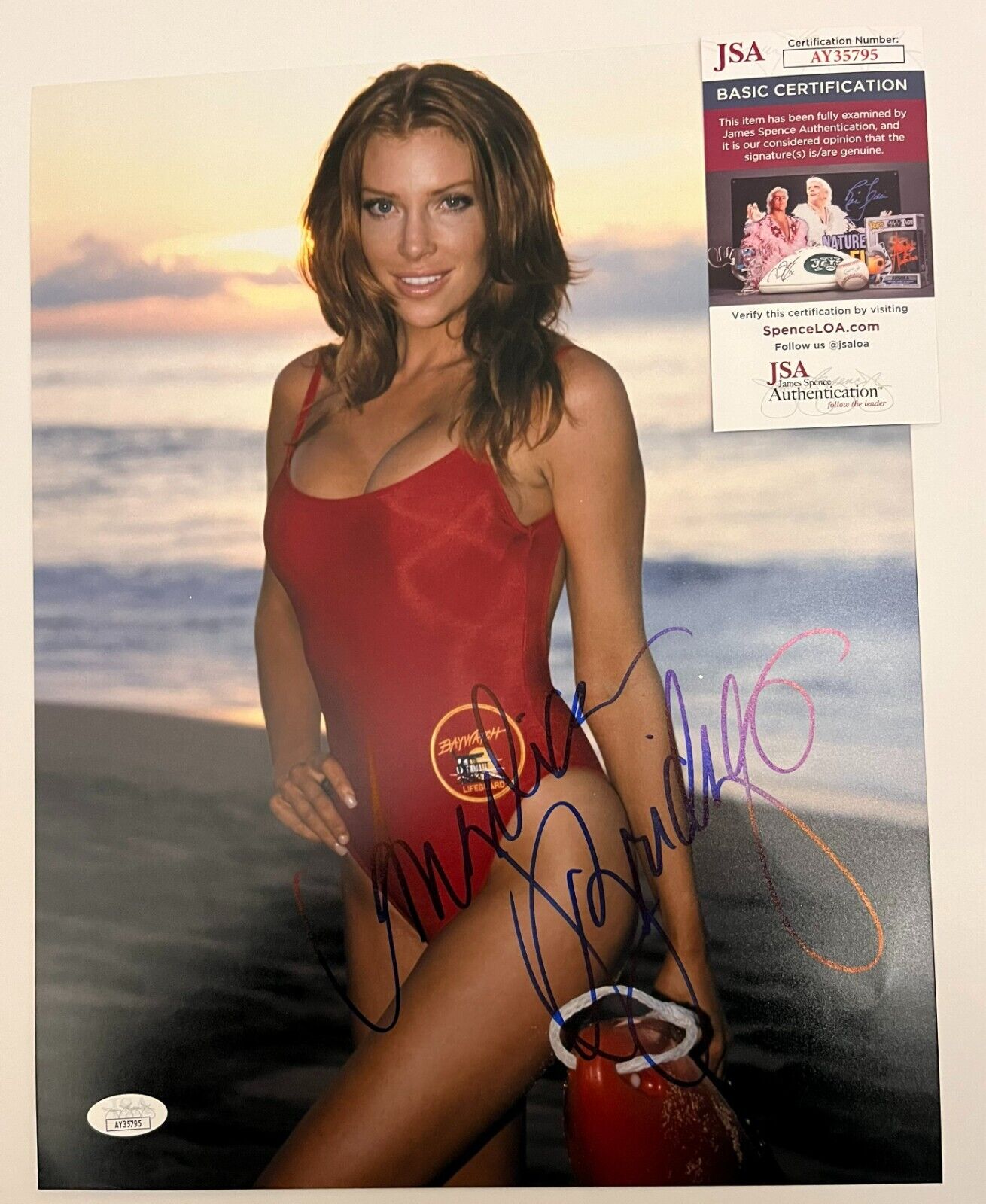 Signed Angelica Bridges Actress Model Baywatch 11x14 Photo 2 JSA Authentication