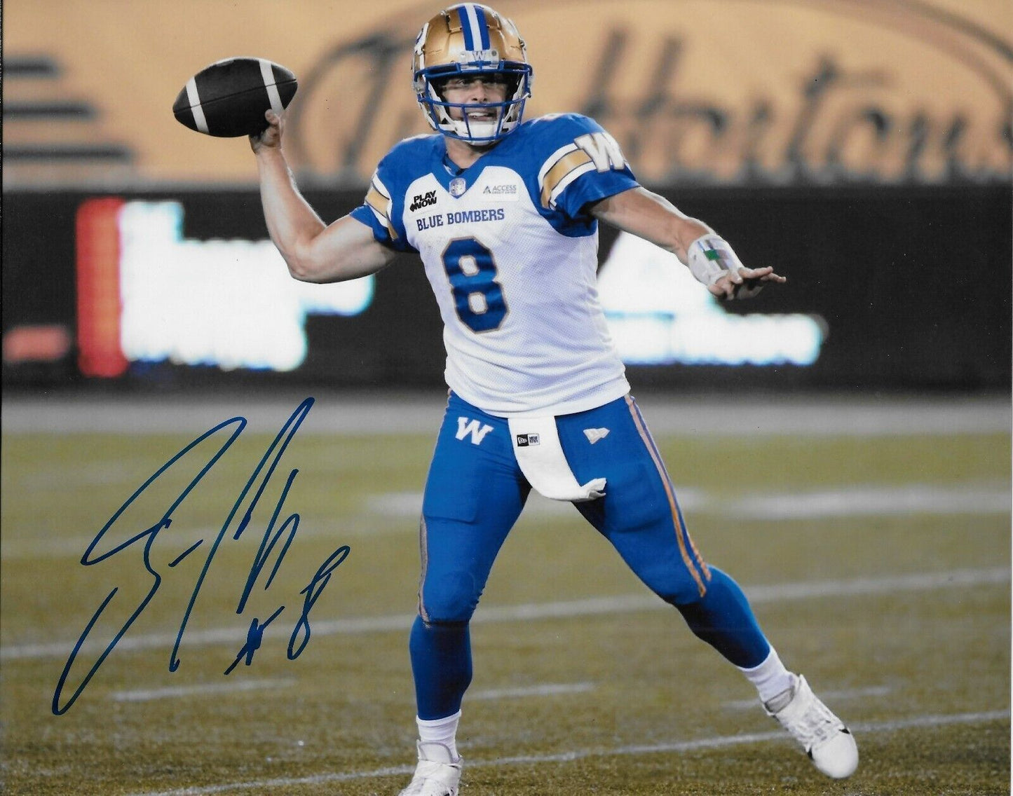 Photo autographiée 8x10 de Zach Collaros des Blue Bombers de Winnipeg #2 originale