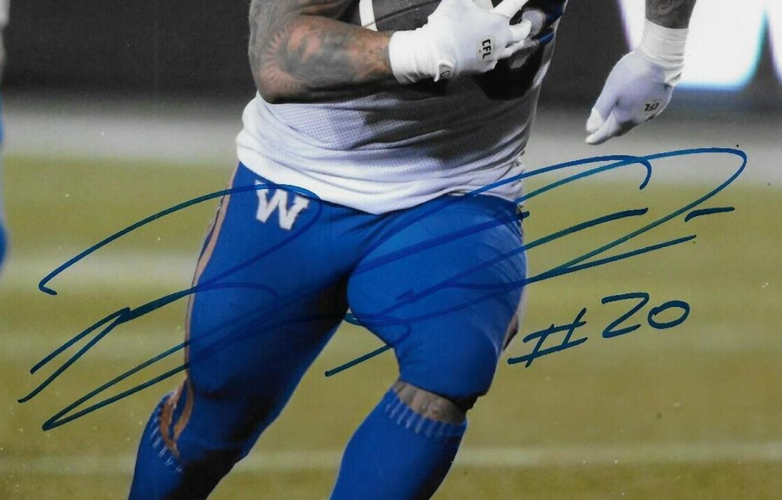 Signed Brady Oliveira Winnipeg Blue Bombers Autographed 8x10 Photo #2 Original