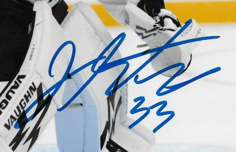 Photo 8x10 autographiée par Jaxson Stauber du club de hockey de l'Utah #2 originale