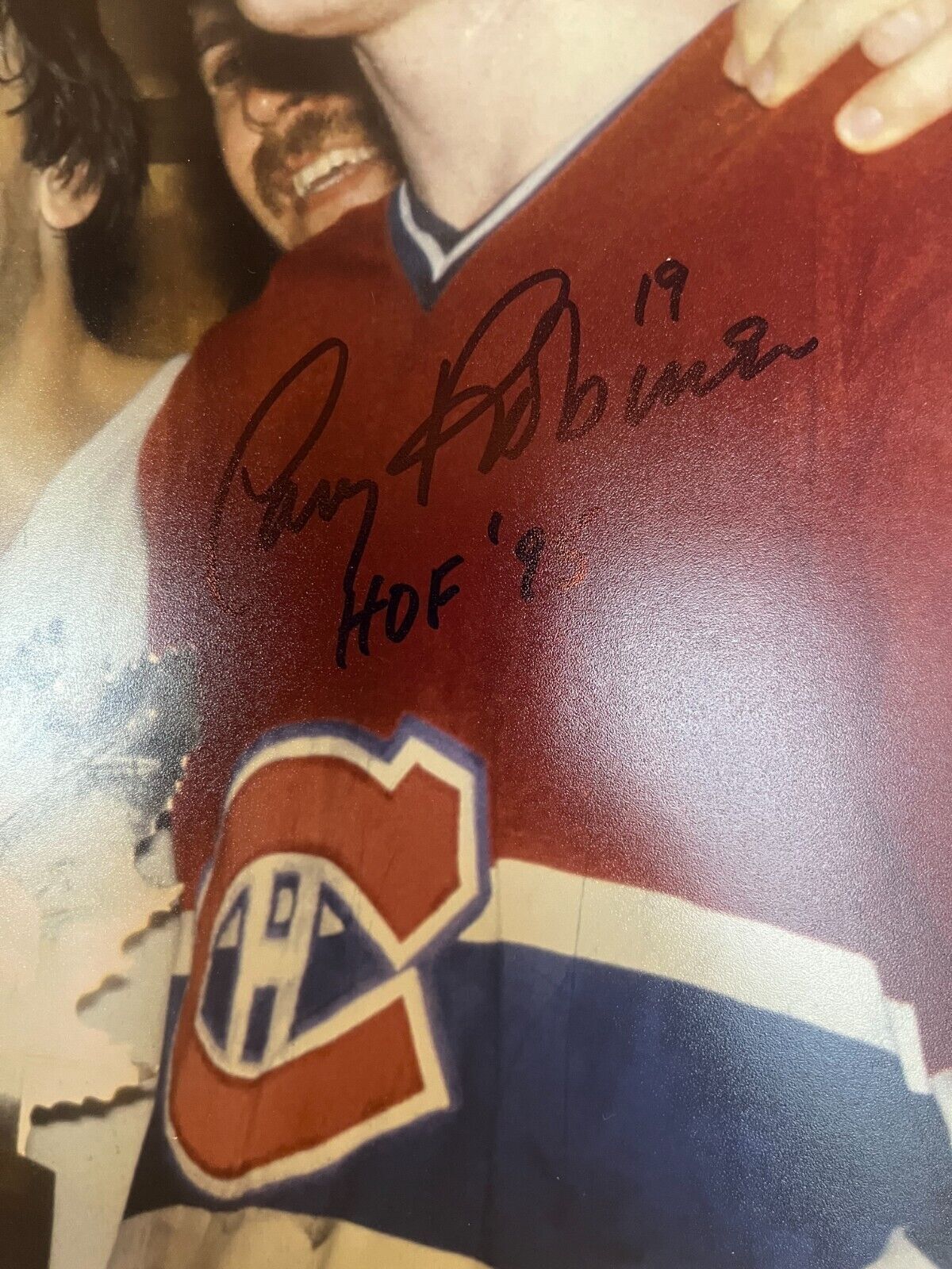 Photo 11x14 signée par Serge Savard, Guy Lapointe et Larry Robinson des Canadiens avec JSA 1a