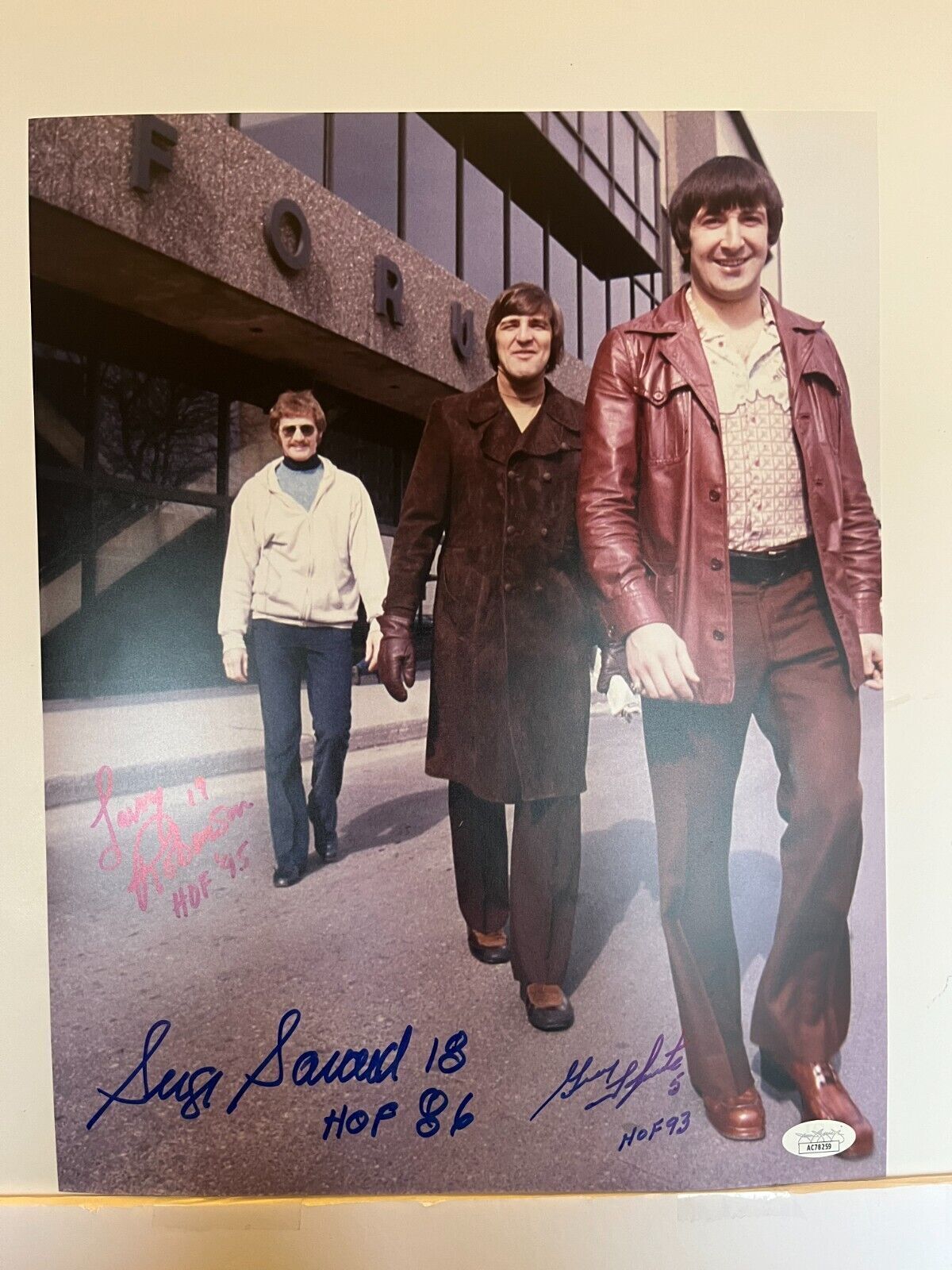 Signed Canadiens Serge Savard Guy Lapointe Larry Robinson 11x14 Photo w JSA 1c