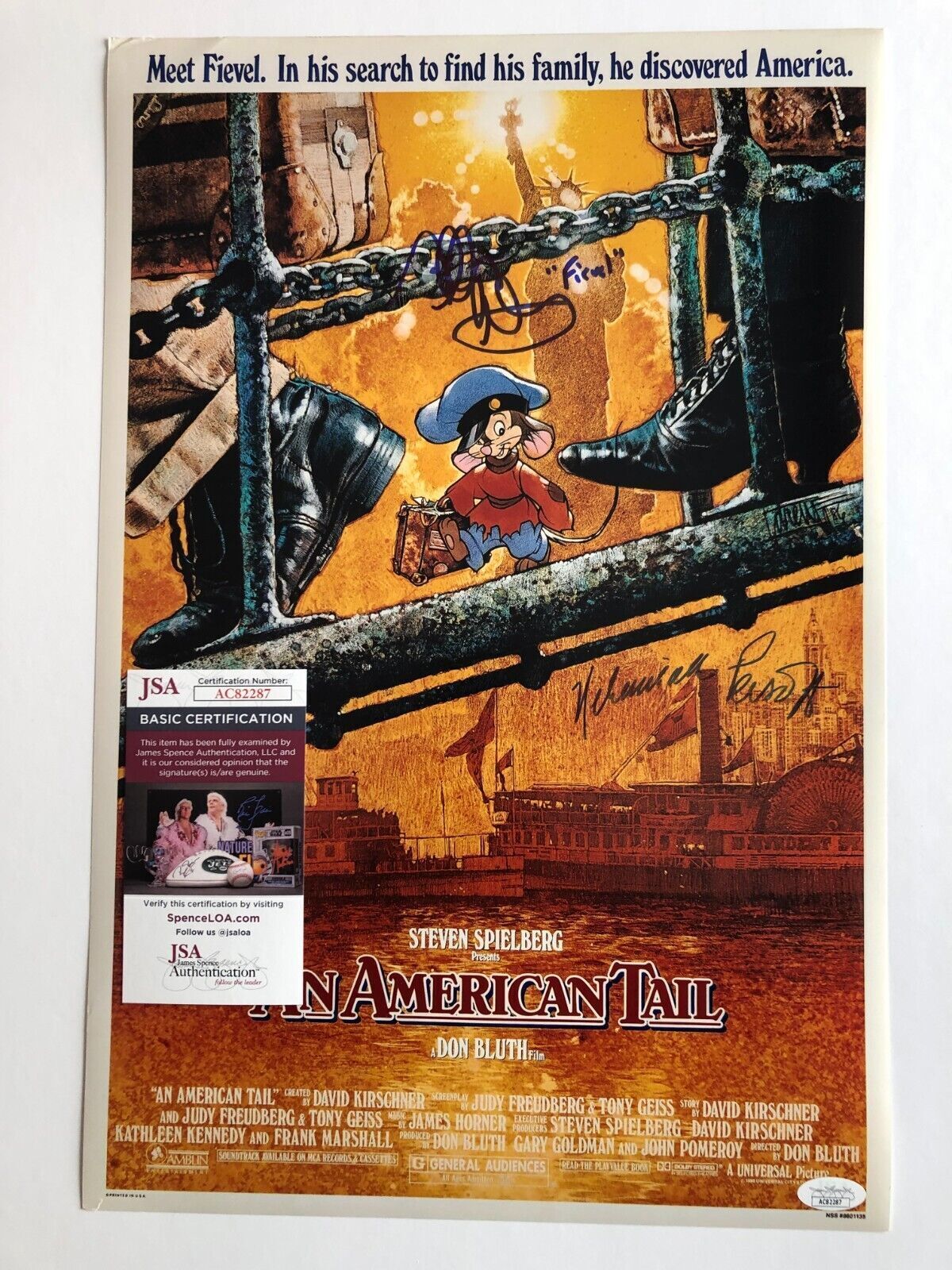 Signed Nehemiah Persoff Phillip Glasser An American Tail 12x18 photo 1 with JSA