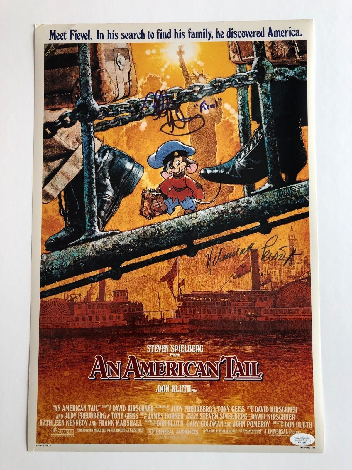 Signed Nehemiah Persoff Phillip Glasser An American Tail 12x18 photo 1 with JSA