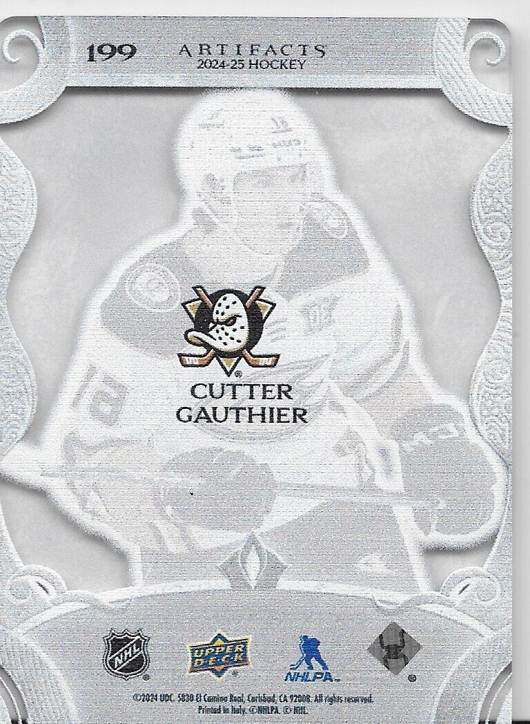 2024-25 Upper Deck Artifacts Hockey Anaheim Ducks Cutter Gauthier Clear Cut #199