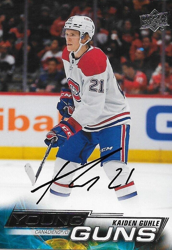 Carte recrue signée Kaiden Guhle Young Guns 2022-23 UD des Canadiens de Montréal