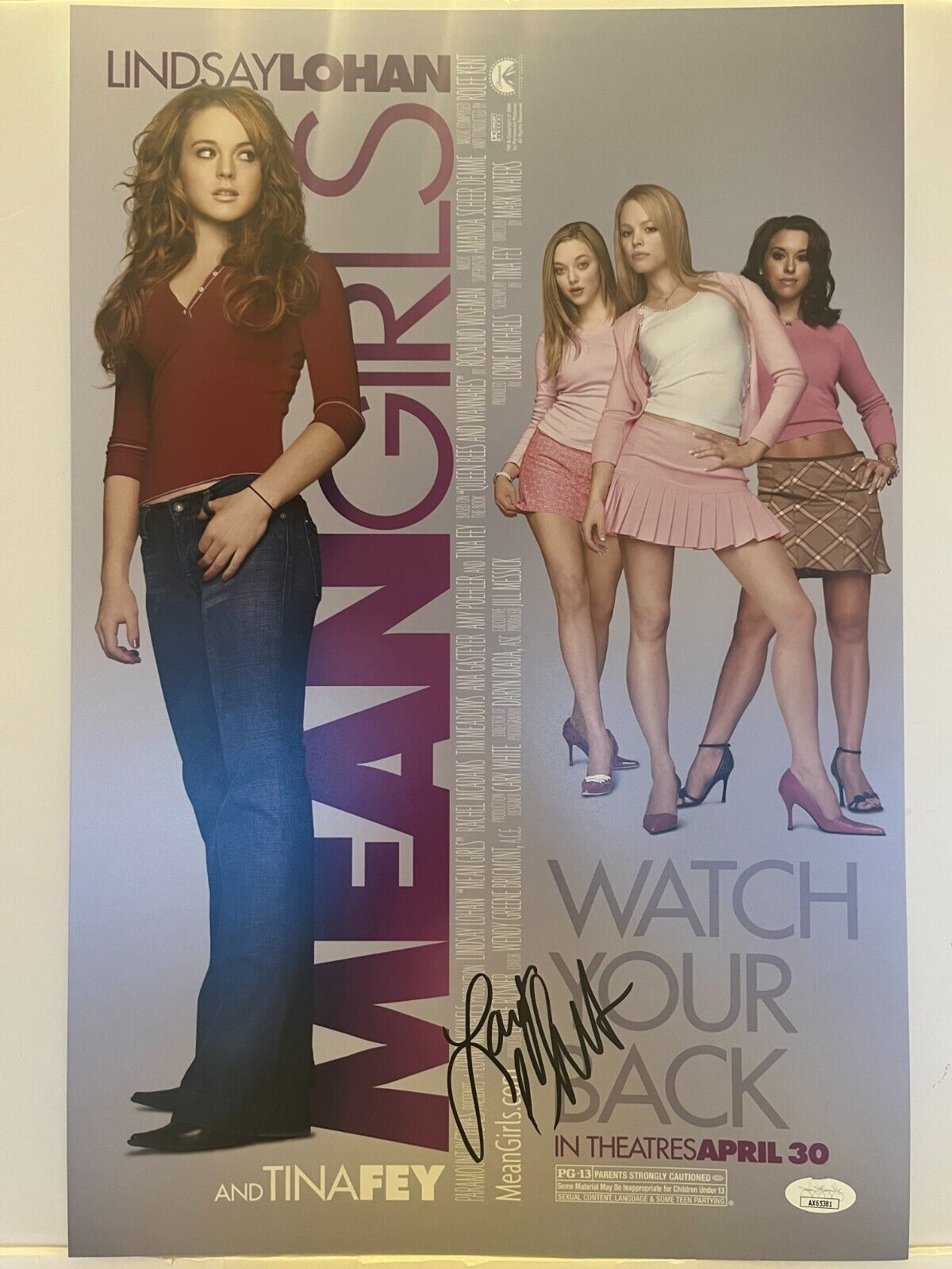 Signed Mean Girls 12x18 Photo Actress Lacey Chabert JSA