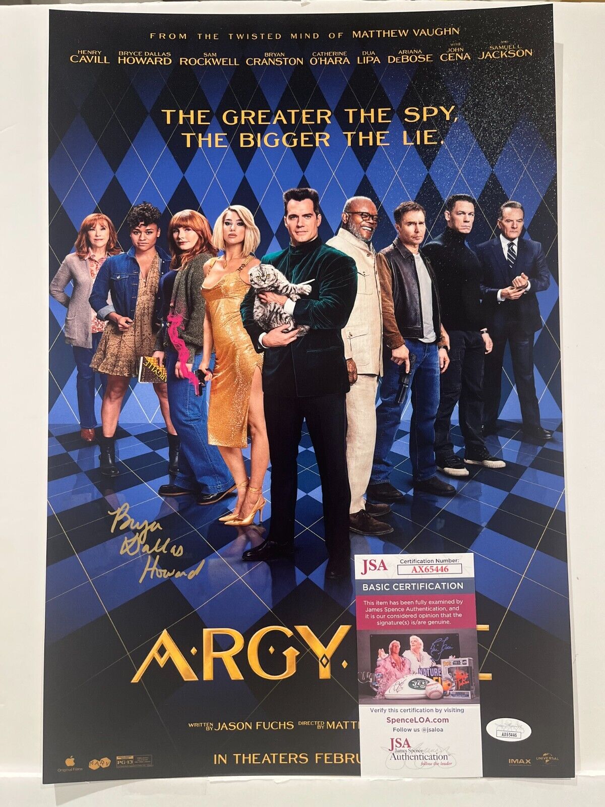 Signed Bryce Dallas Howard Argylle 12x18 Photo Actress JSA 2
