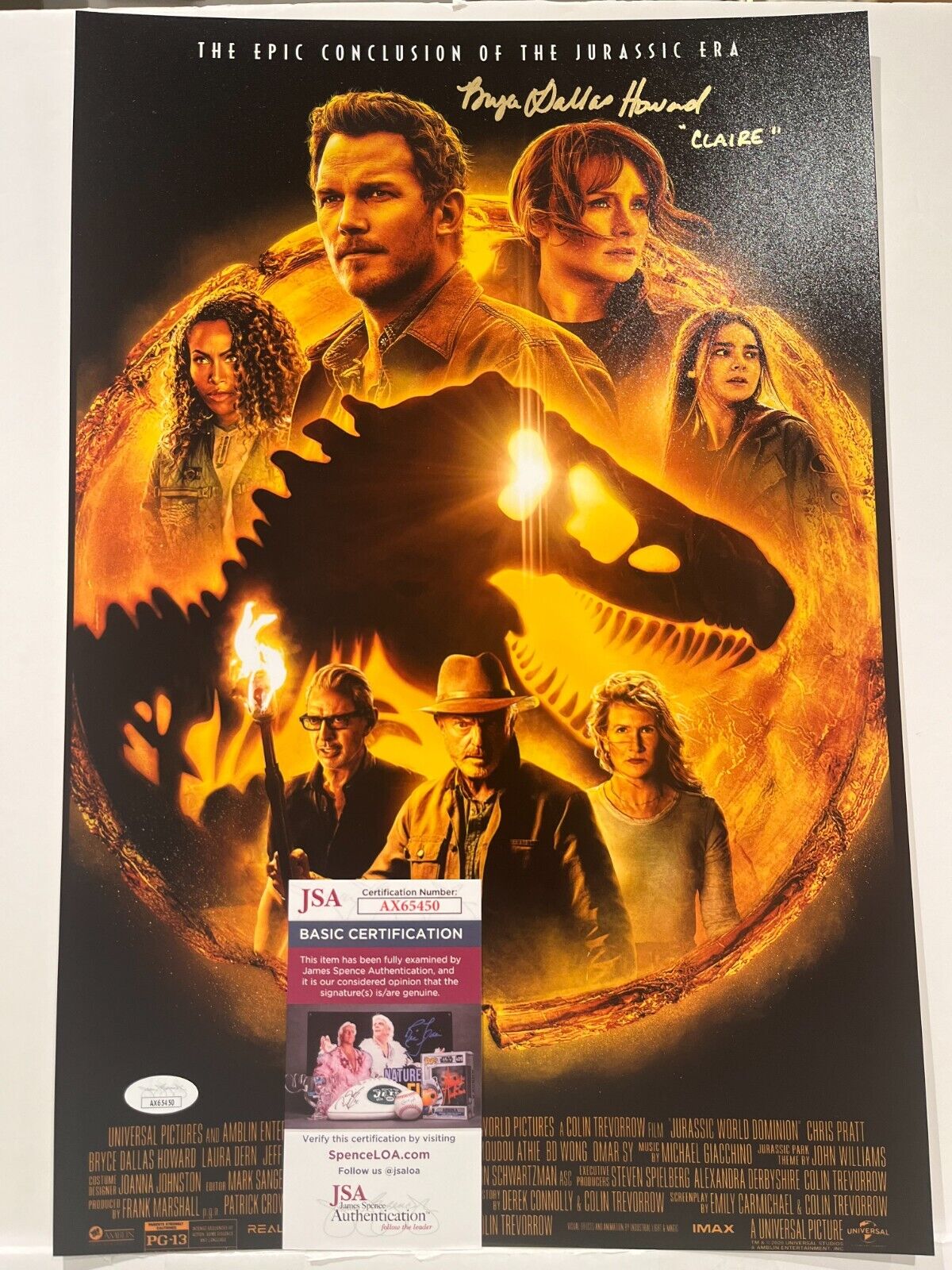 Signed Bryce Dallas Howard Jurassic Park World 12x18 Photo Actress JSA 4