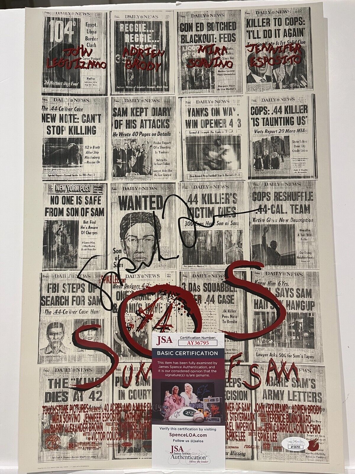 Photo signée Summer of Sam 12x18 Réalisateur Spike Lee Acteur JSA