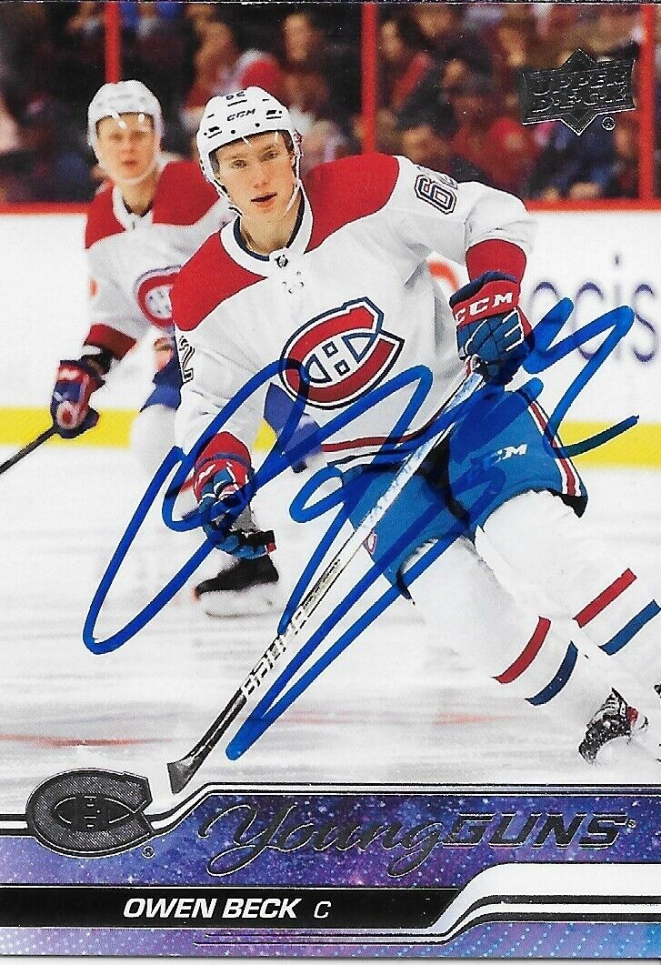 Signed Owen Beck Young Guns 2023-24 UD Montreal Canadiens Rookie Card Original