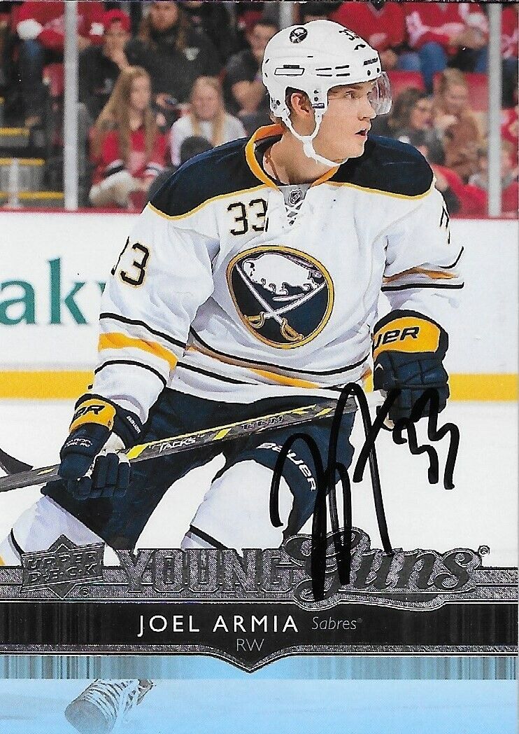 Carte de recrue originale signée Joel Armia Young Guns UD 2014-15 des Buffalo Sabres