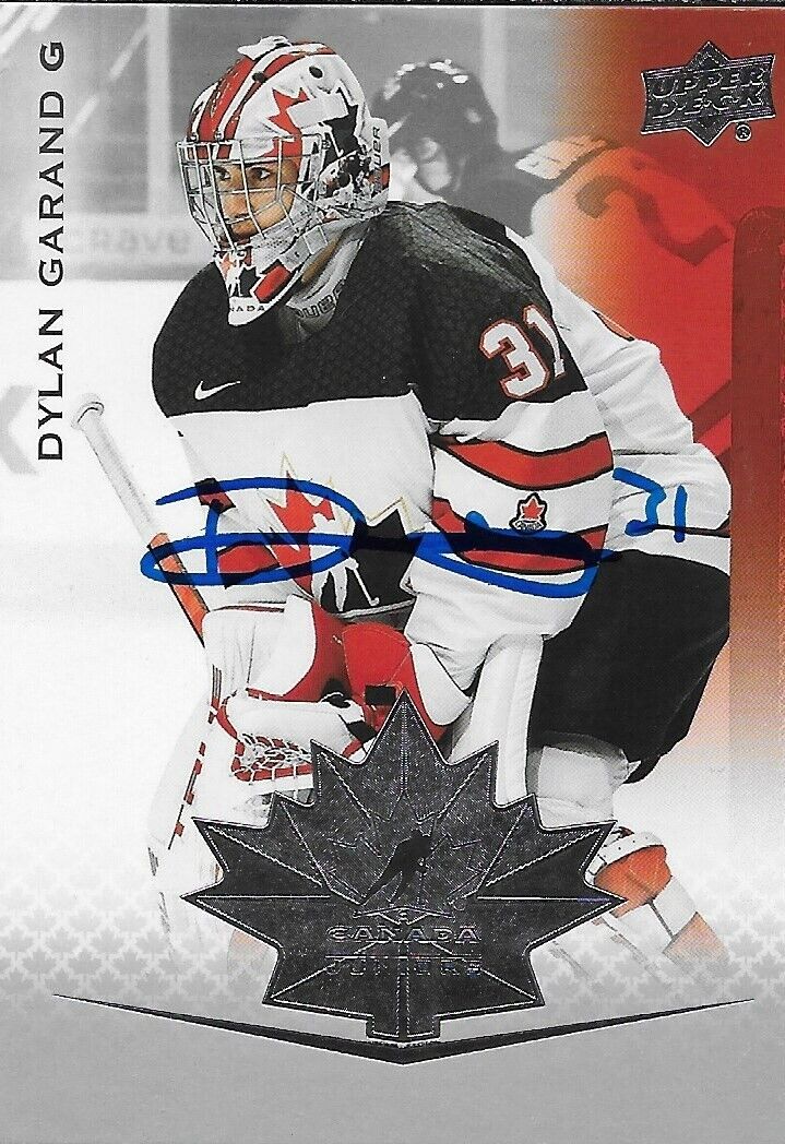 Signed Dylan Garand 2021 Team Canada Juniors UD New York Rangers Prospect Card