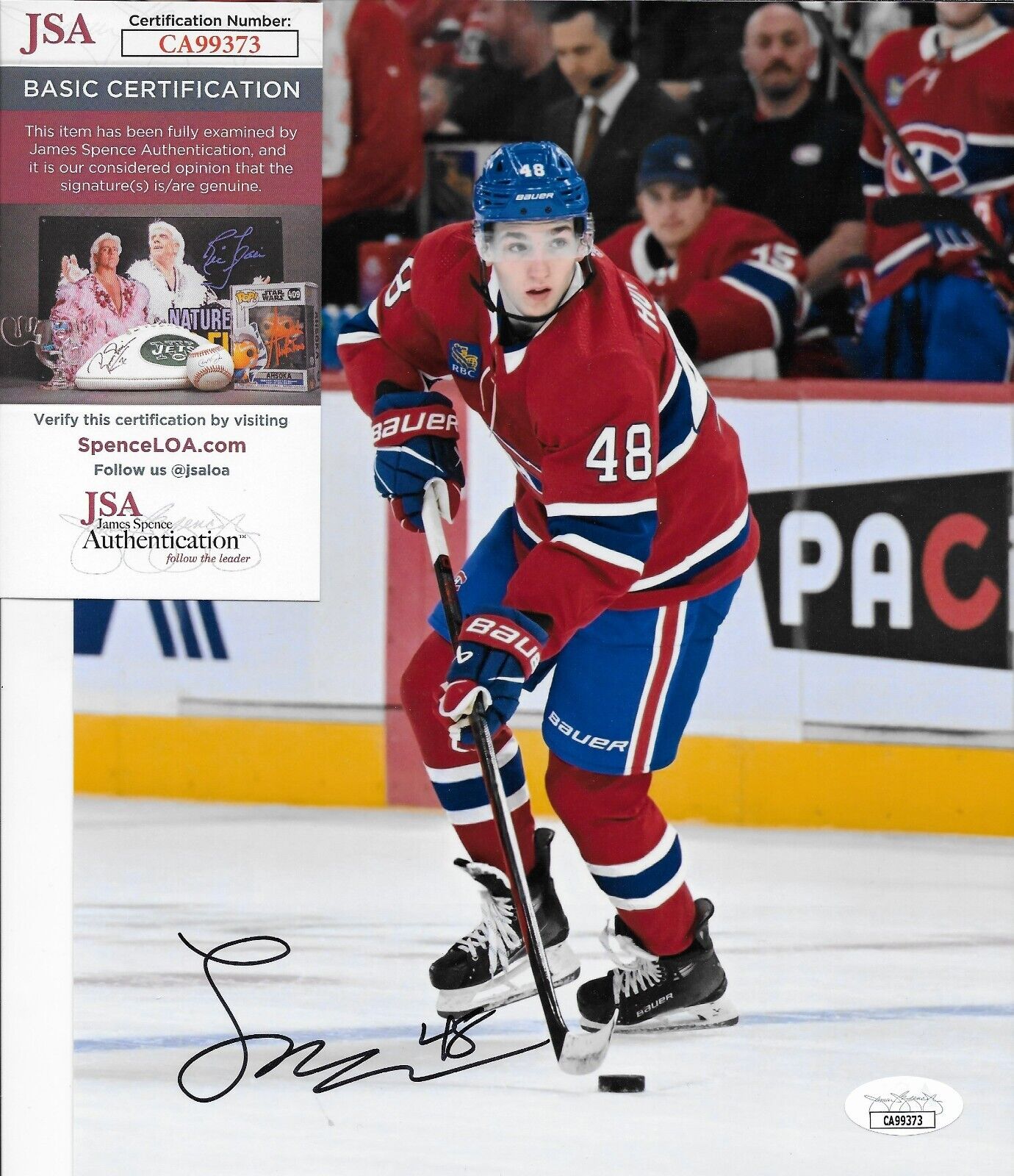 Signed Lane Hutson Montreal Canadiens 8x10 Photo #1 Original JSA Authentication