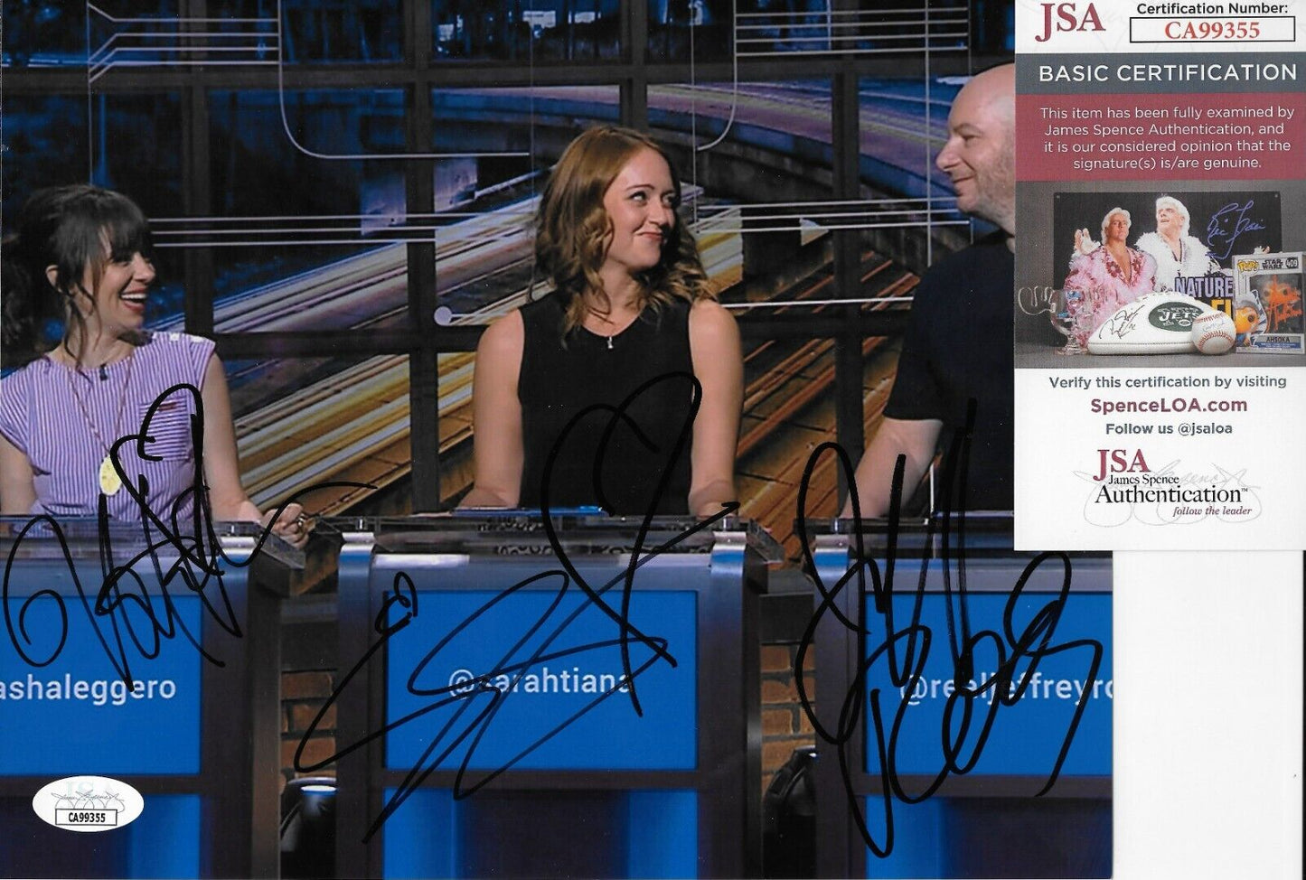 Signed Natasha Leggero Jeff Ross Sara Tiana 8x10 Photo #1 w JSA Authentication
