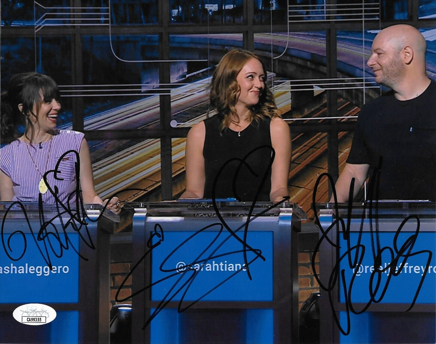 Signed Natasha Leggero Jeff Ross Sara Tiana 8x10 Photo #1 w JSA Authentication