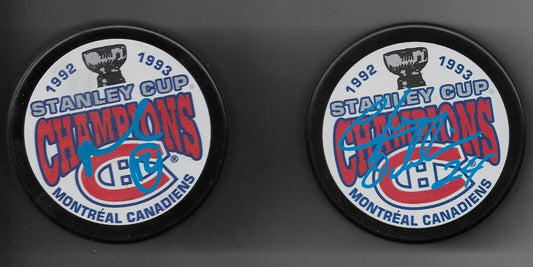 Signed Canadiens Mike Keane Lyle Odelein 92-93 Stanley Cup Champions Puck