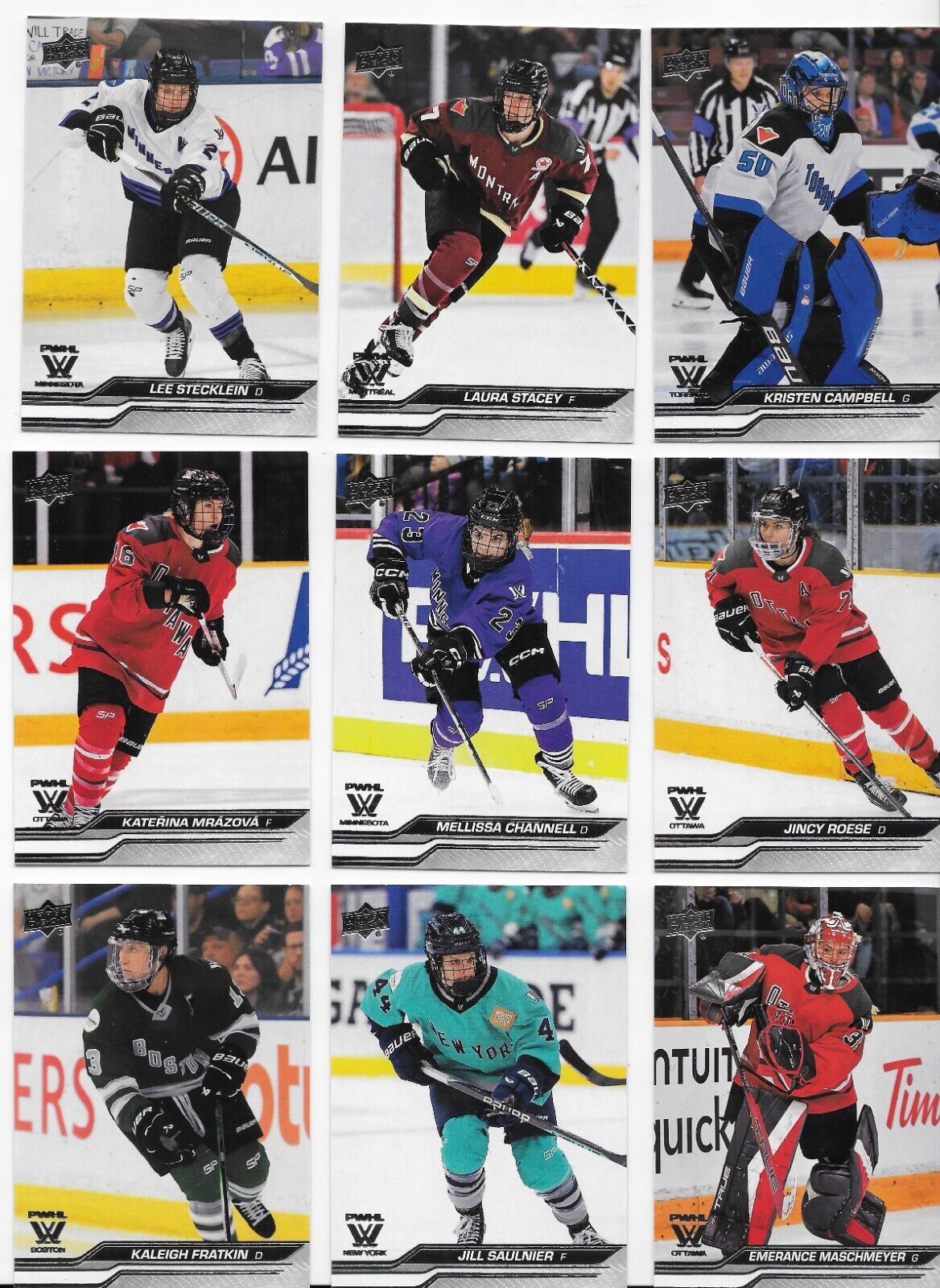 2024-25 Upper Deck PWHL Women's Hockey Complete base set of 50 base cards (1-50)