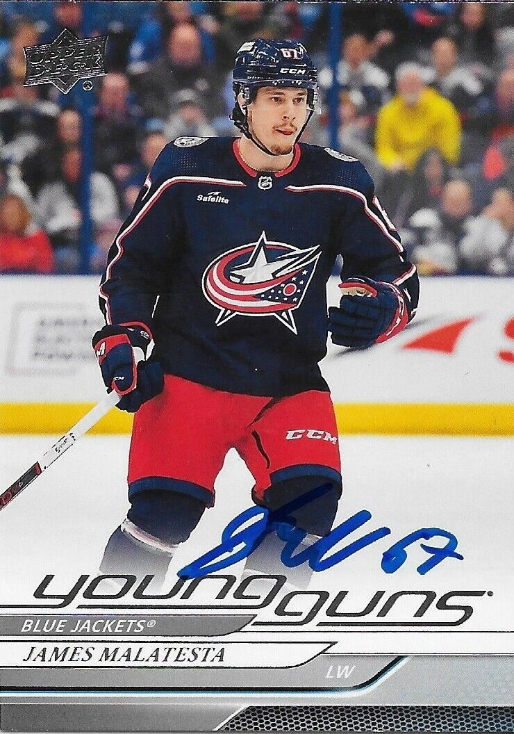 Signed James Malatesta 2024-25 UD Columbus Blue Jackets Young Guns Rookie Card