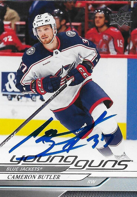 Signed Cameron Butler 2024-25 UD Columbus Blue Jackets Young Guns Rookie Card