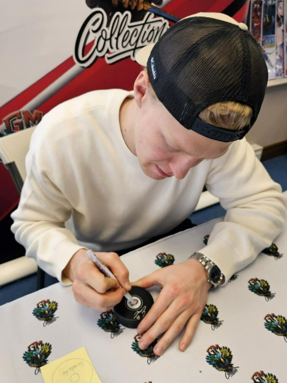 Signed Emil Heineman Montreal Canadiens Hockey Puck Inscribed Private Signing