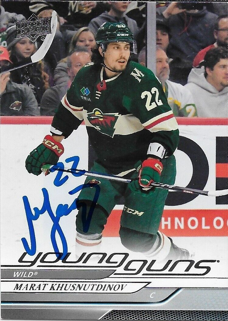 Signed Marat Khusnutdinov 2024-25 UD Young Guns Minnesota Wild Rookie Card