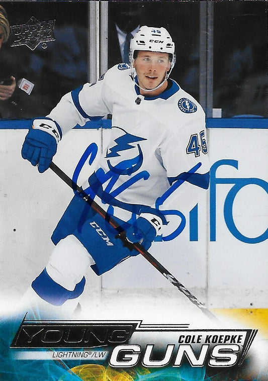 Signed Cole Koepke 2022-23 UD Tampa Bay Lightning Young Guns Rookie Card