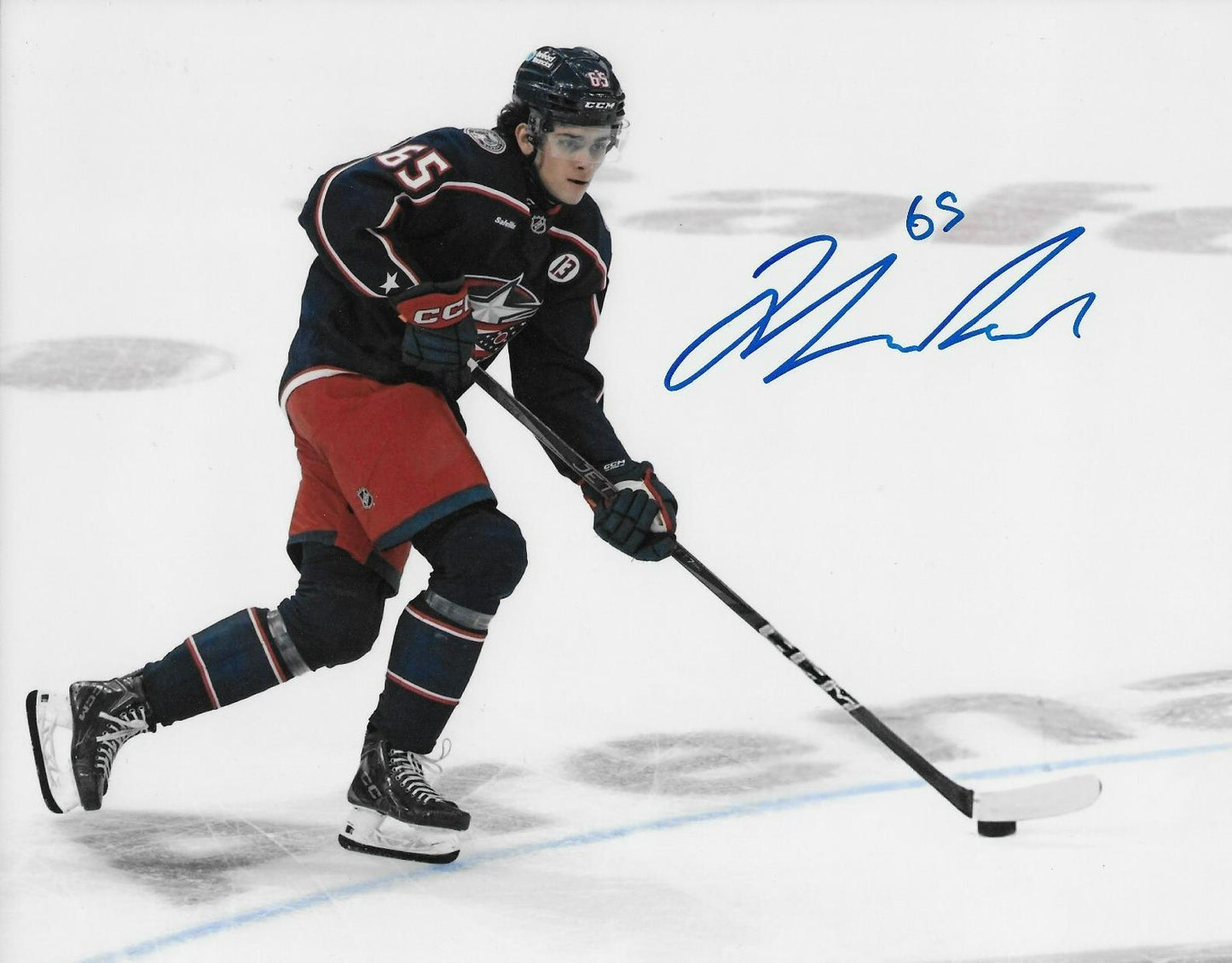 Signed Luca Del Bel Belluz Columbus Blue Jackets 8x10 Photo #2 Original