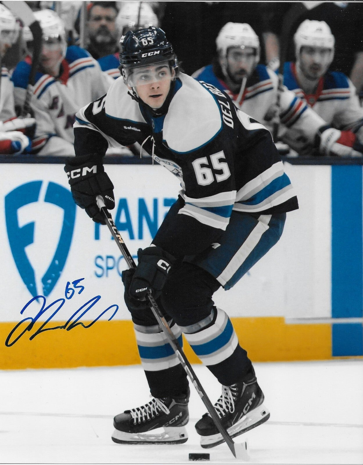 Signed Luca Del Bel Belluz Columbus Blue Jackets 8x10 Photo #5 Original