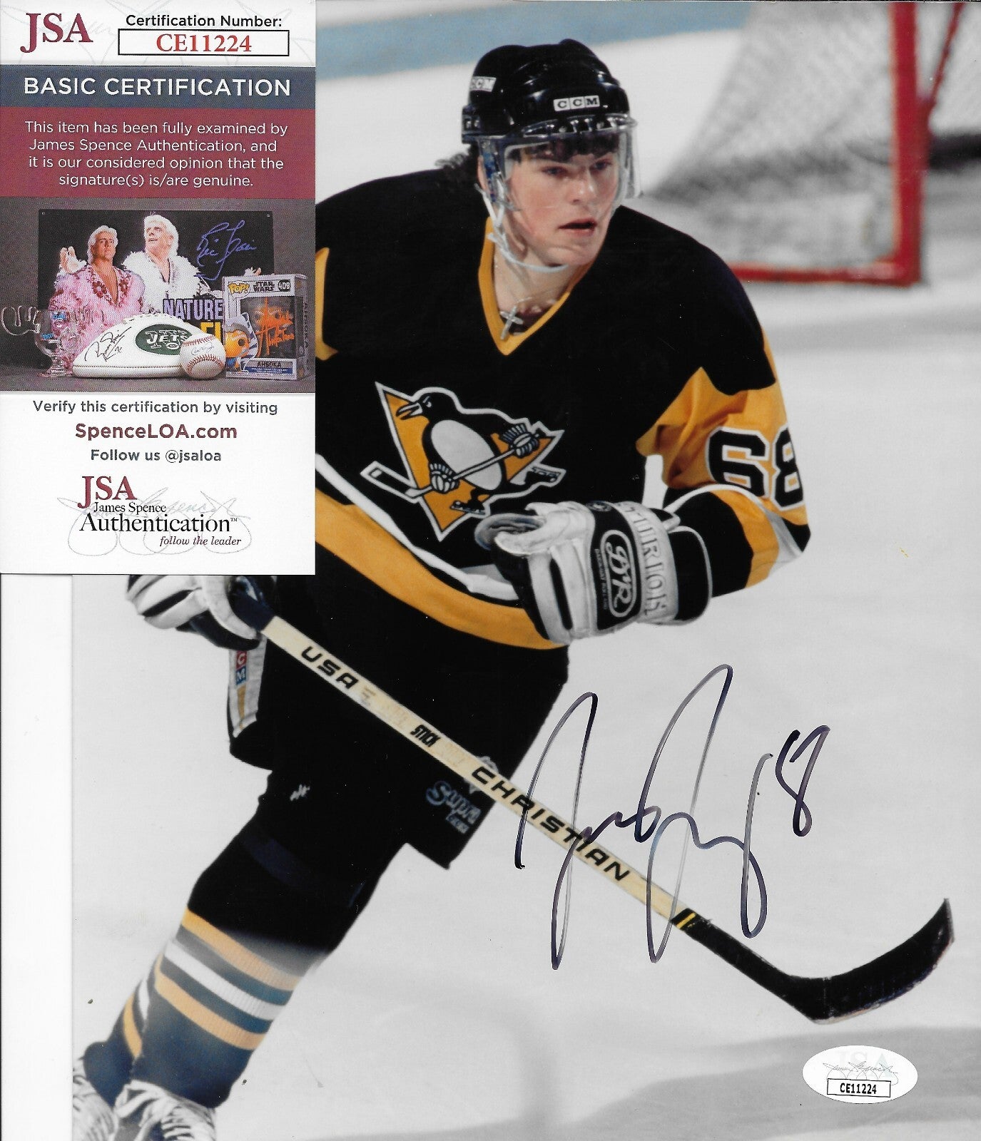 Signed Jaromir Jagr Pittsburgh Penguins 8x10 Photo #1 with JSA Authentication
