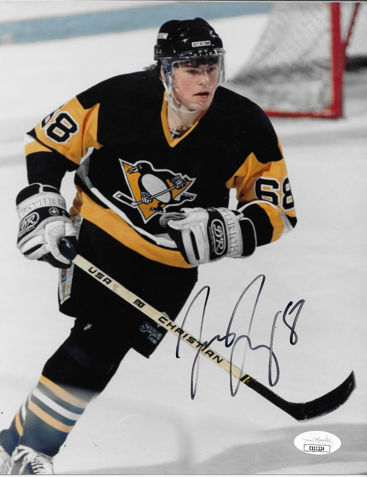 Signed Jaromir Jagr Pittsburgh Penguins 8x10 Photo #1 with JSA Authentication