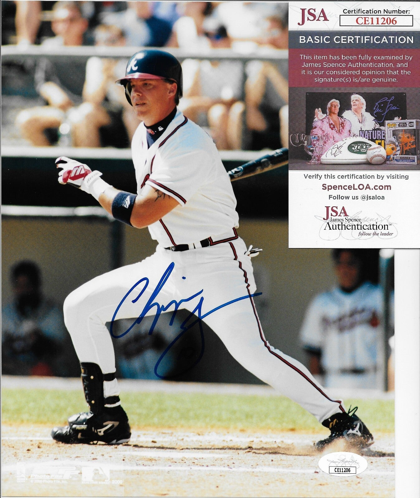 Signed Chipper Jones Atlanta Braves Autographed 8x10 Photo #1 JSA Authentication
