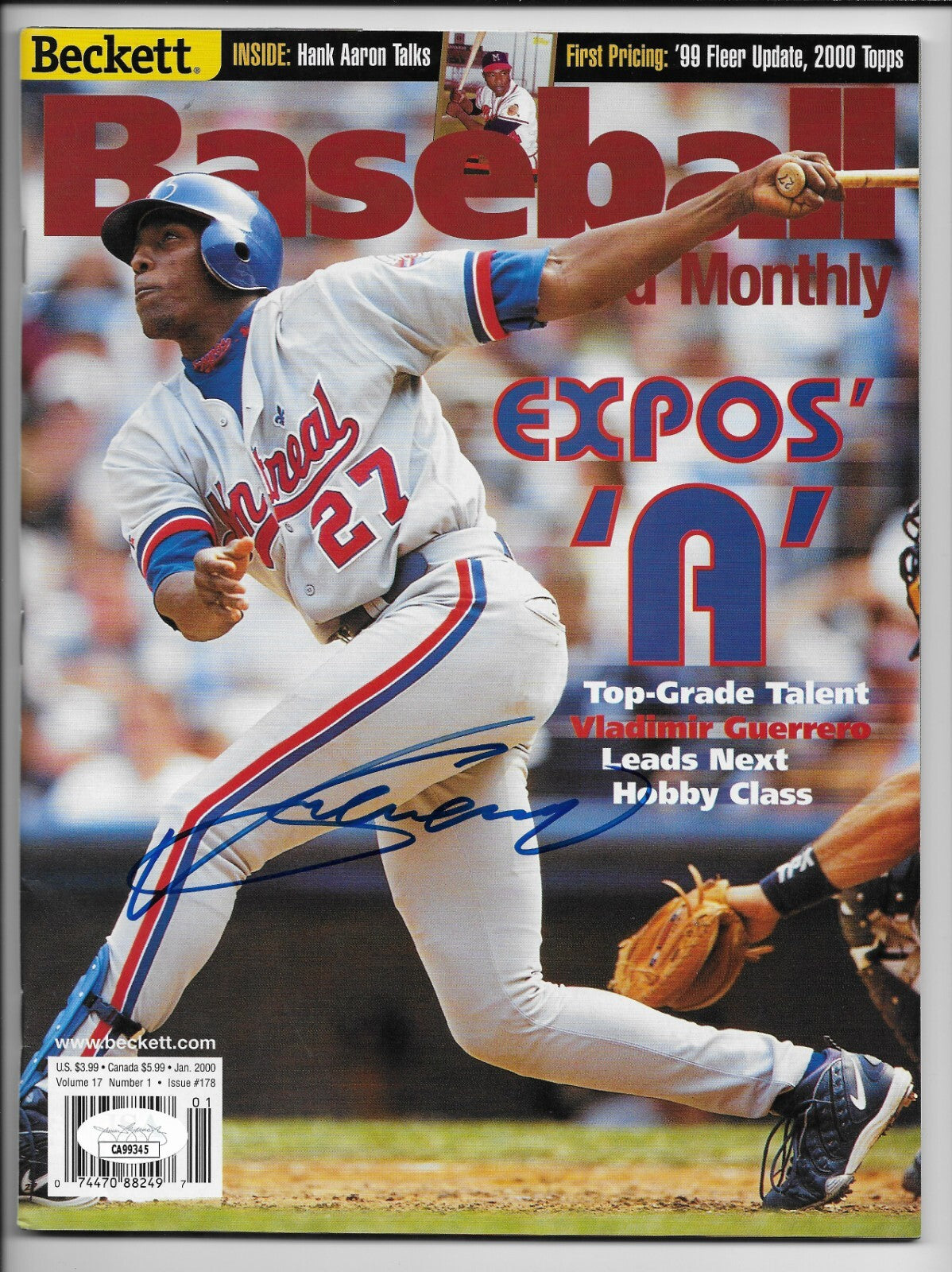 Signed Vladimir Guerrero Montreal Expos Beckett Baseball with JSA Authentication