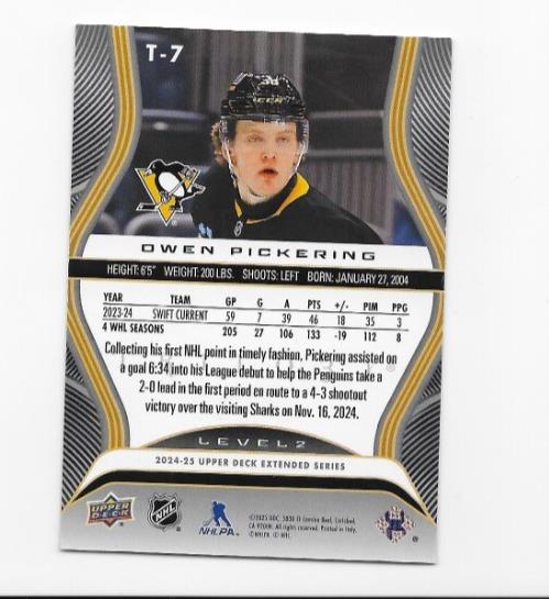 Owen Pickering 2024-25 Upper Deck Extended Trilogy # 092/499 Rookie Premiers T-7
