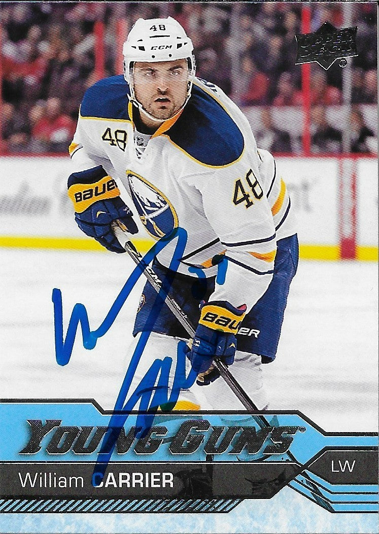 Signed William Carrier Young Guns 2016-17 Upper Deck Buffalo Sabres Rookie Card