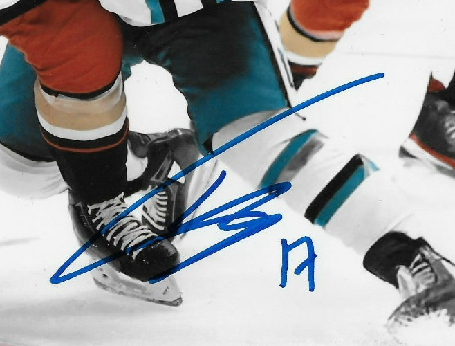 Signed Nathan Gaucher Anaheim Ducks Thomas Bordeleau Sharks 8x10 Photo Original