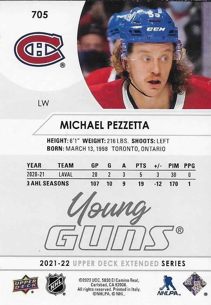 Signed Michael Pezzetta 21-22 UD Young Guns Montreal Canadiens Rookie Card