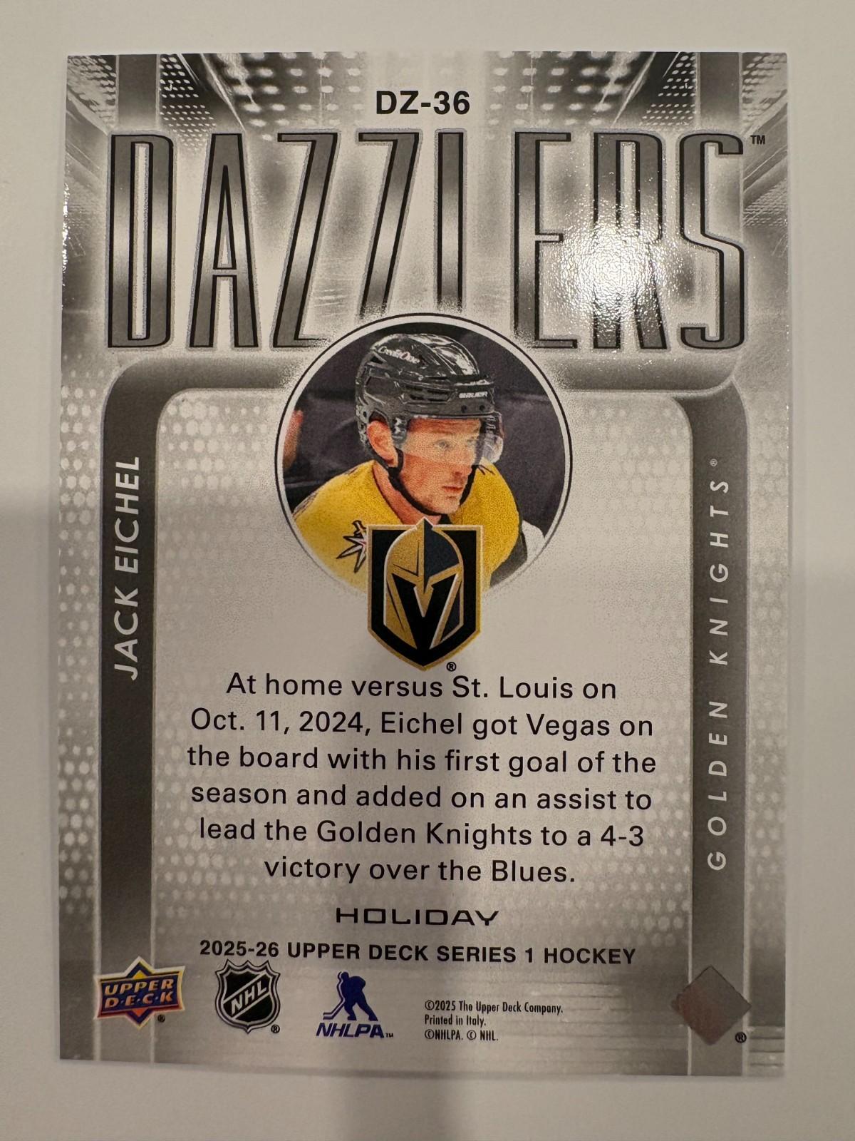Upper Deck 2025-26 Holiday Dazzler Jack Eichel Vegas Golden Knights DZ-36