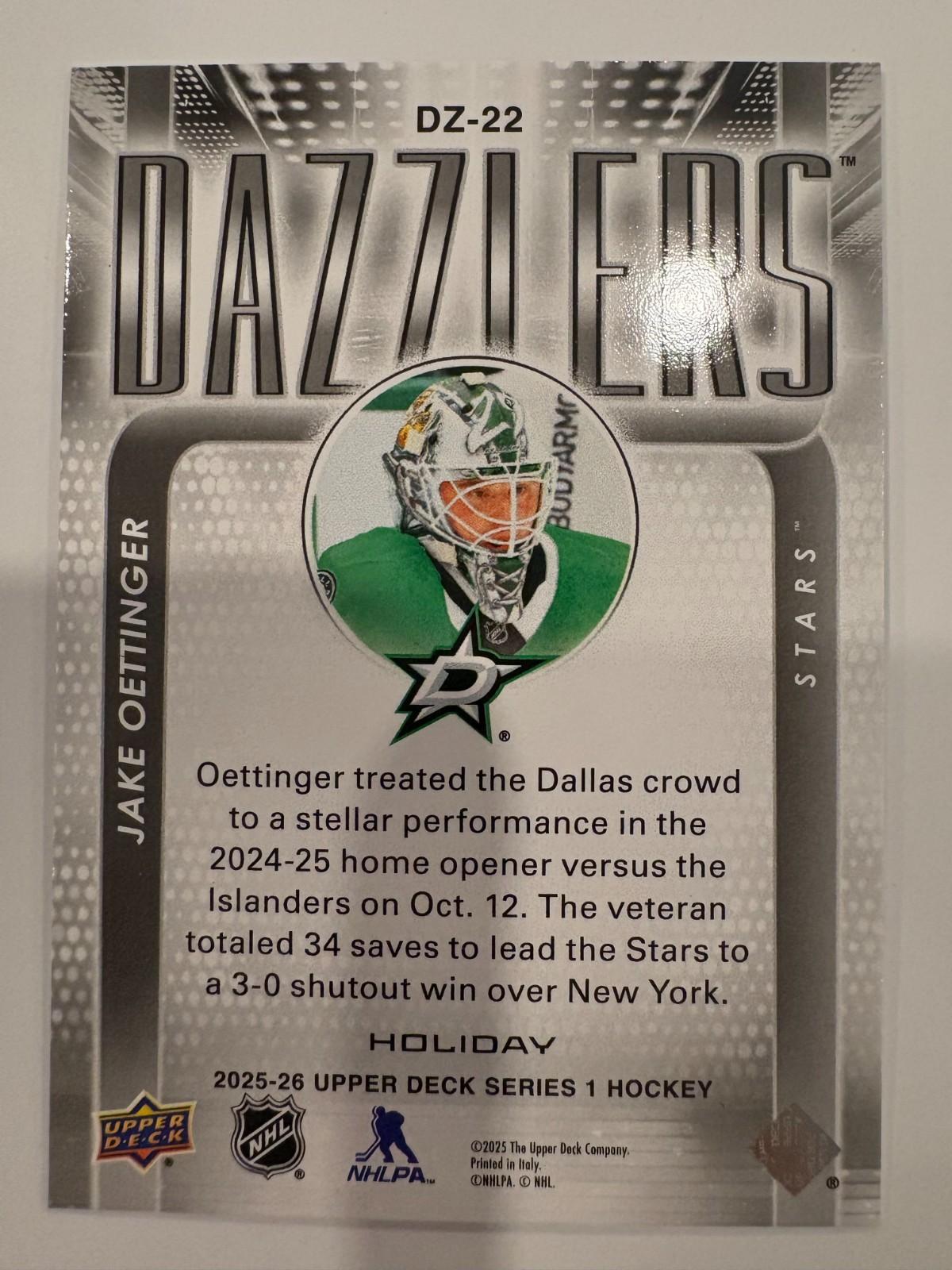 Upper Deck 2025-26 Holiday Dazzler Jake Oettinger Dallas Stars DZ-22