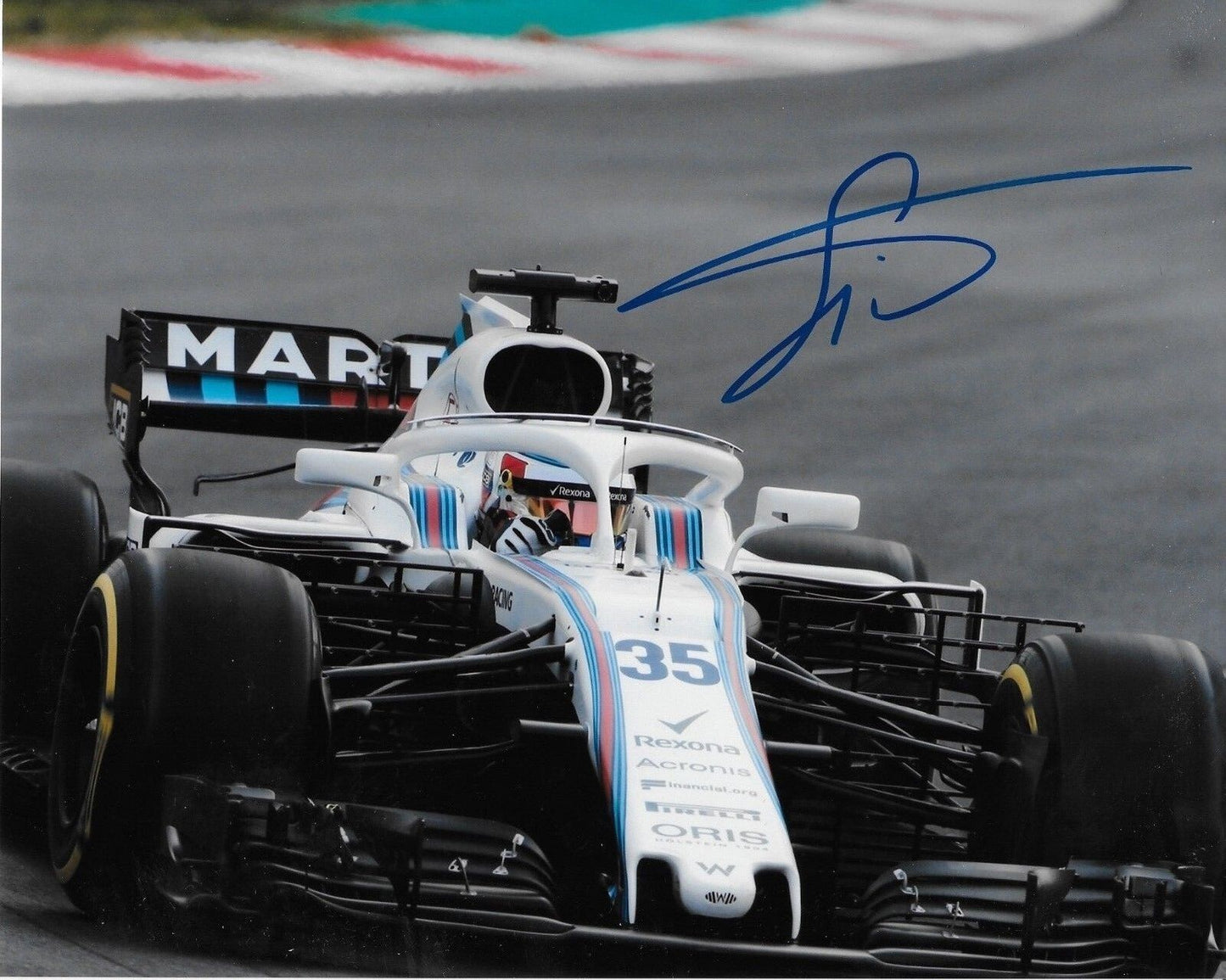Photo 8x10 autographiée du pilote de Formule 1 Williams Sergey Sirotkin #2 Original