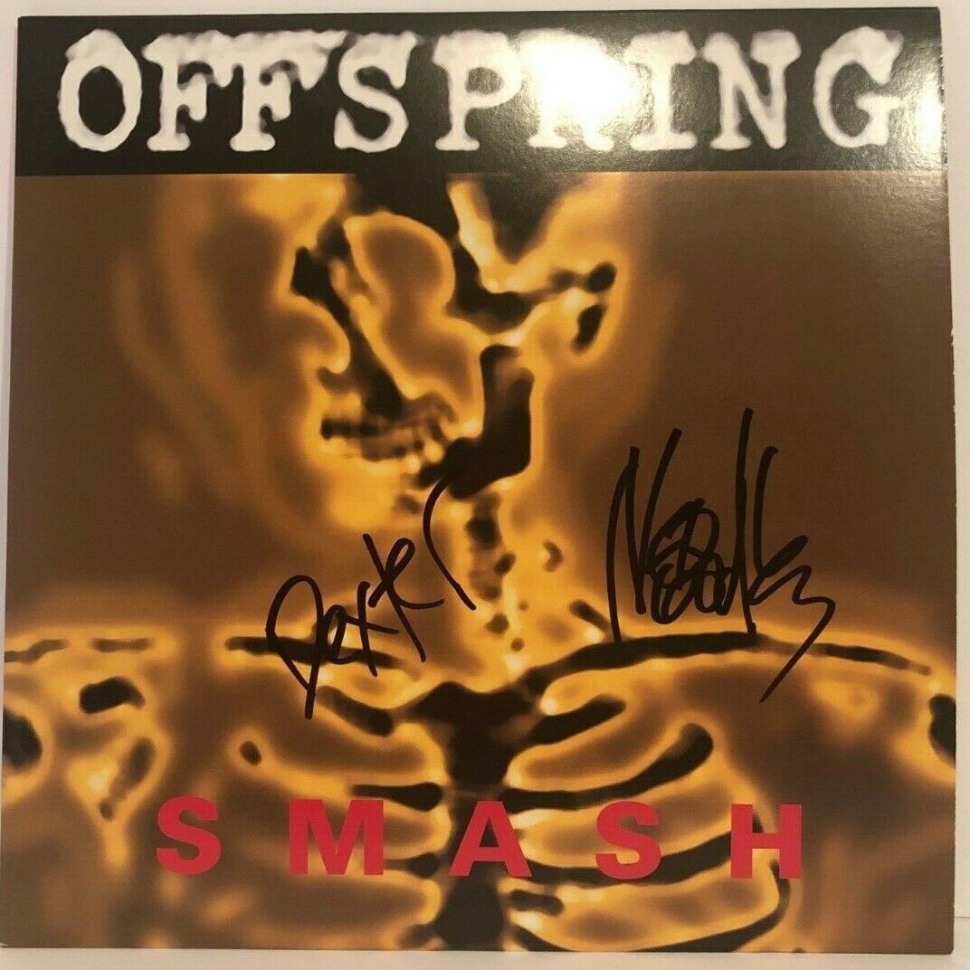 Autographed Offspring Dexter Holland and Noodles signed Smash Vinyl LP JSA cert