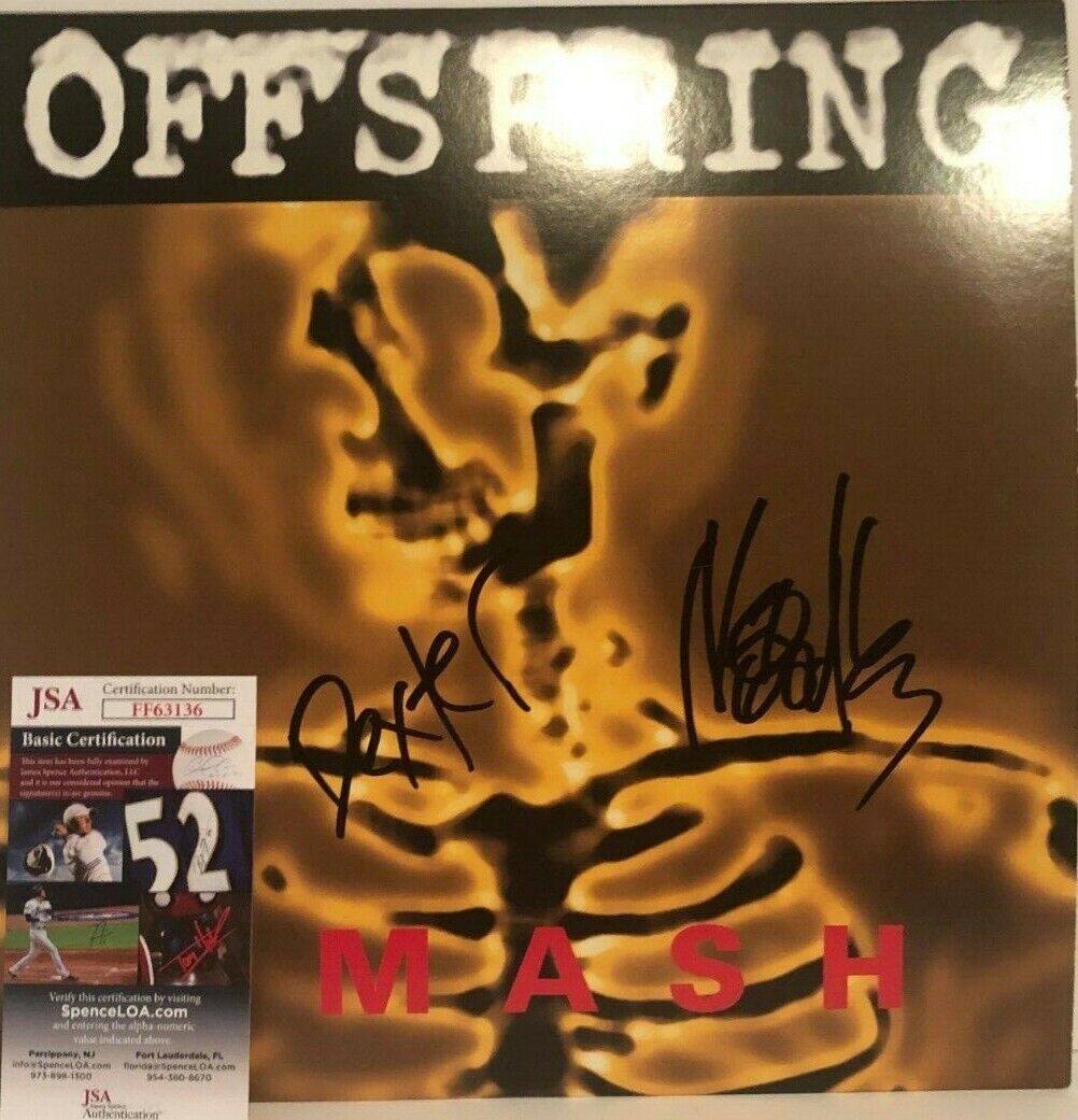 Autographed Offspring Dexter Holland and Noodles signed Smash Vinyl LP JSA cert
