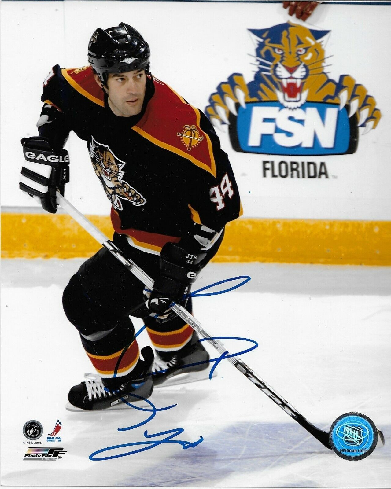 Photo originale autographiée de Todd Bertuzzi des Panthers de la Floride 8x10