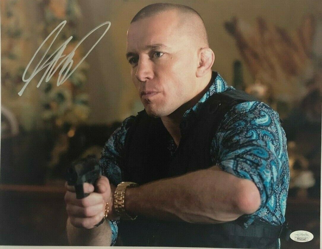 Autographed UFC George St Pierre Marvel's Captain America 11x14 w JSA Authentic