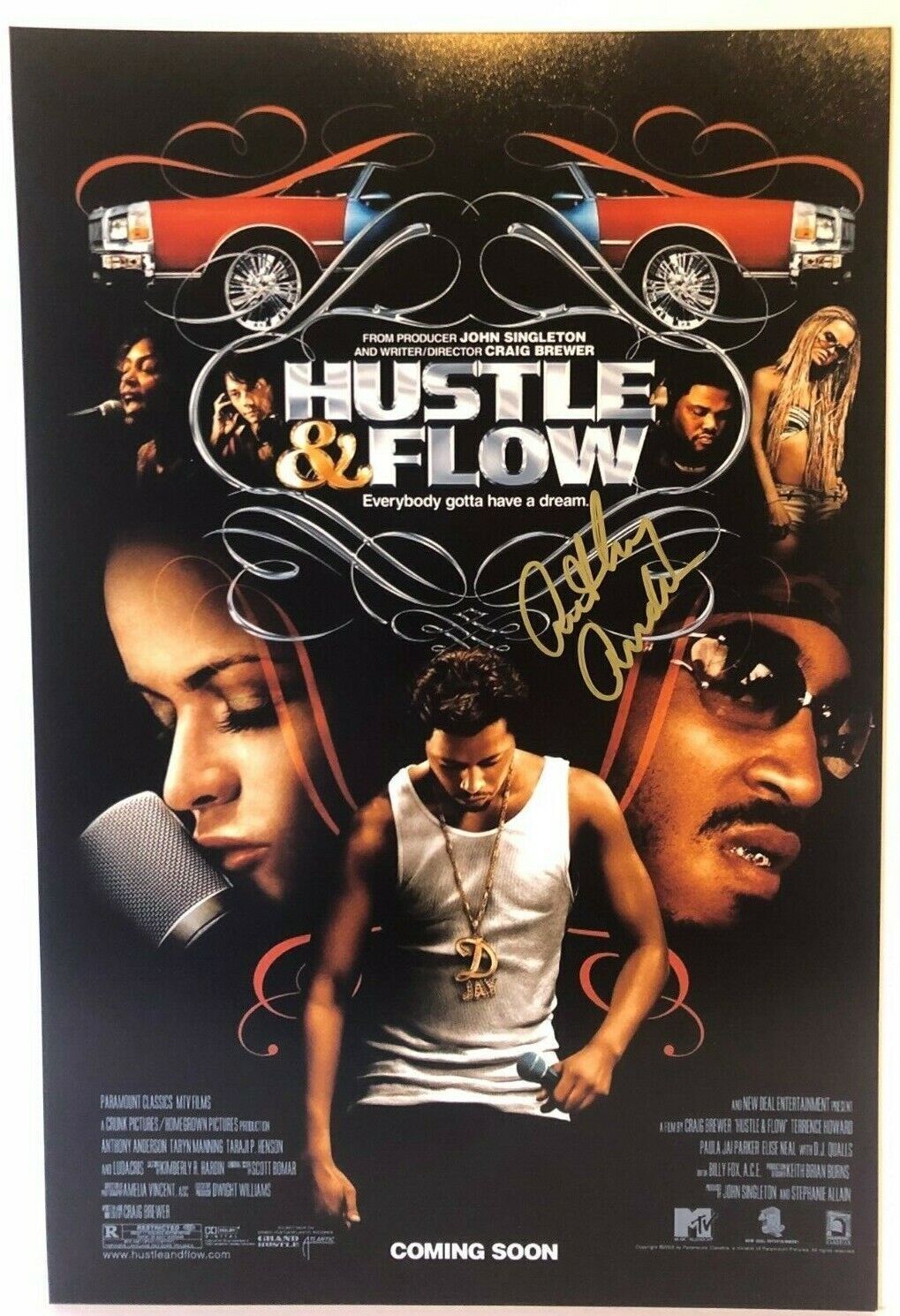Autographed Anthony Anderson signed 12x18 Photo Hustle and Flow Poster