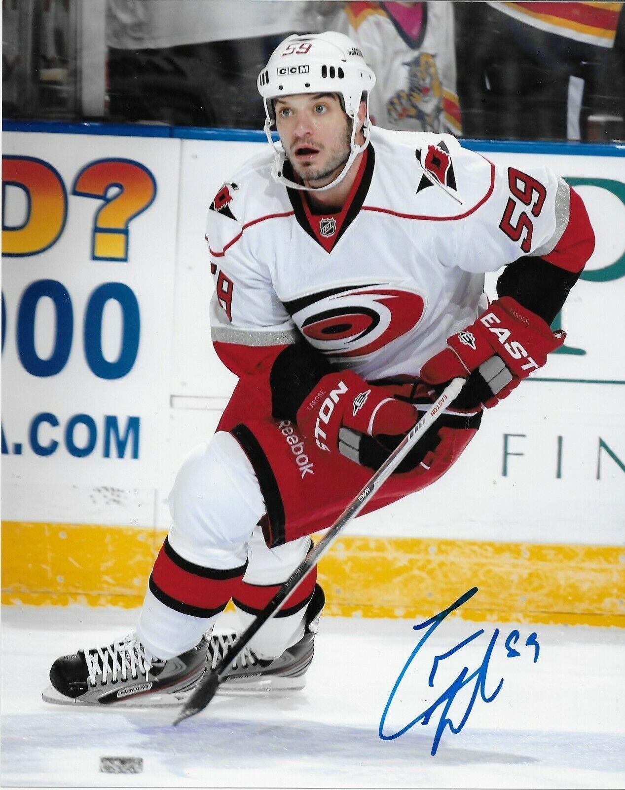 Photo autographiée de Chad Larose des Hurricanes de la Caroline 8x10